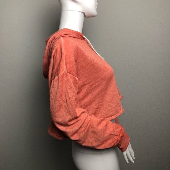 Cropped Hoodie Pullover Forever 21 Salmon Color - Picture 4 of 8